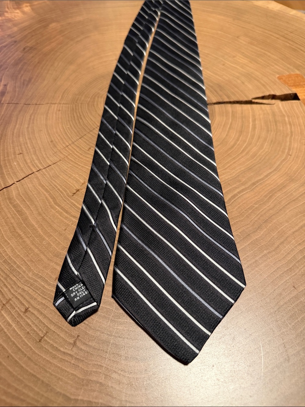 Nicole Miller Black Tie with White Diagonal Stripes